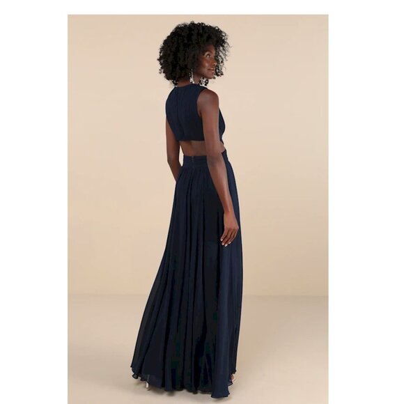 Lulu's Vivid Imagination Navy Blue Cutout Maxi Dress Size XL New NWT - Picture 3 of 8